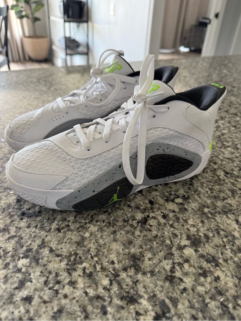 Jordan White Sneakers with Neon Green Accents